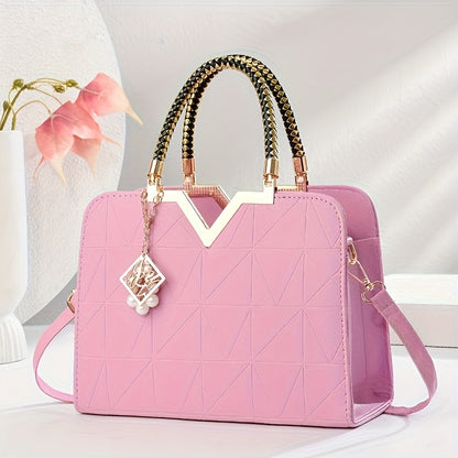 Elegant Large Capacity Black PU Crossbody and Handbag for Women