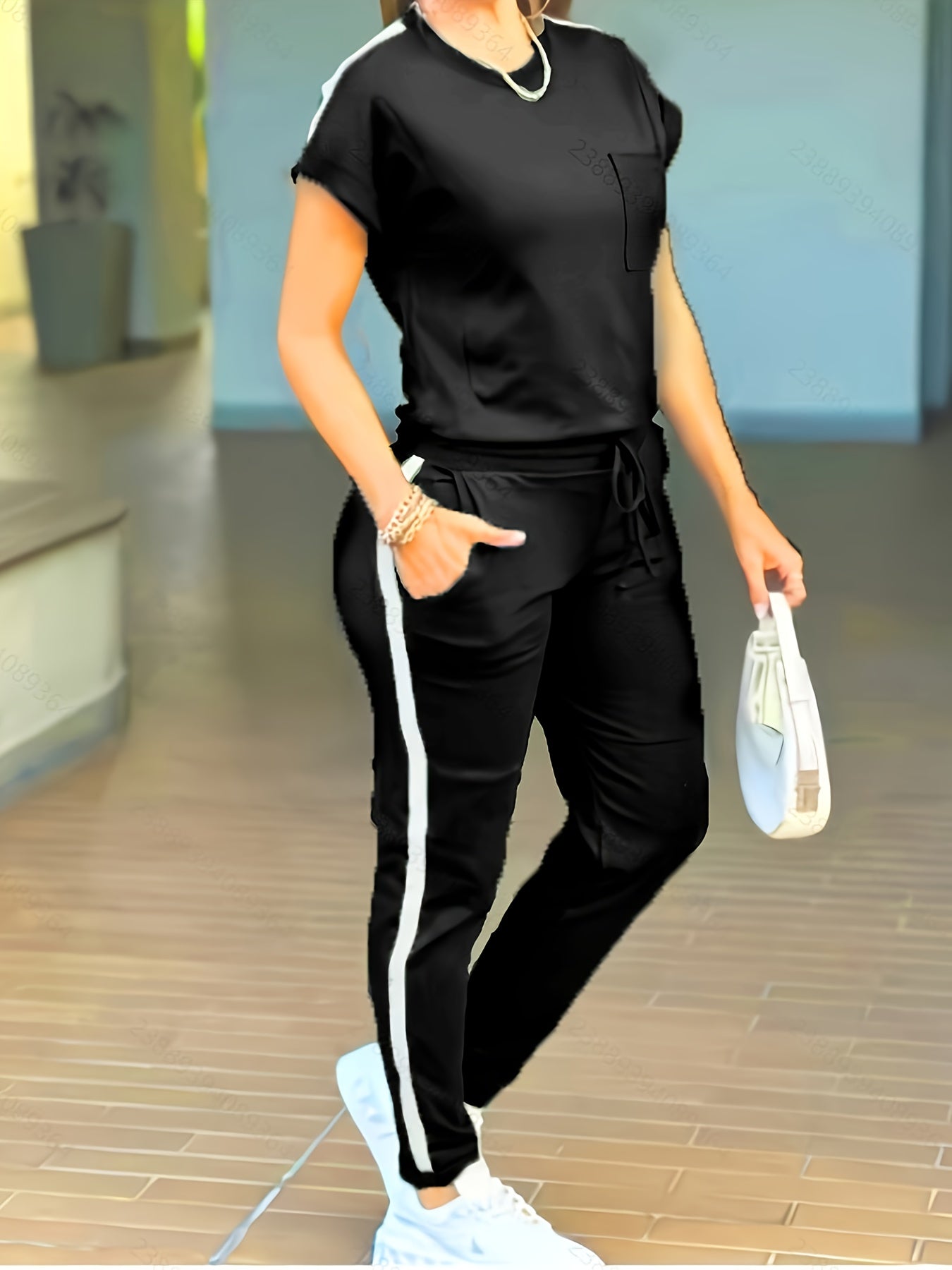 Women'S Casual Solid Color Patchwork Outfit for Spring And Summer