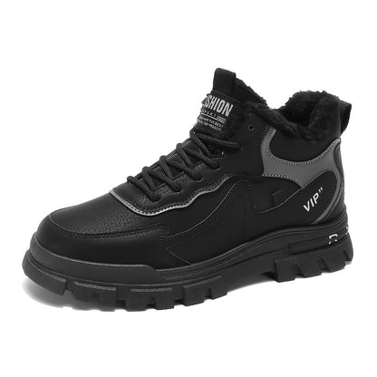 ZQBOBING Men'S Cozy Fleece-Lined Casual Sneakers - Beige & Black Low-Top Lace-Up Shoes with Thick Cushioned PVC Sole, Round Toe Design for Fall/Winter Comfort, Winter Footwear | Stylish Laceup Shoes | Durable PVC Sole, Blue B