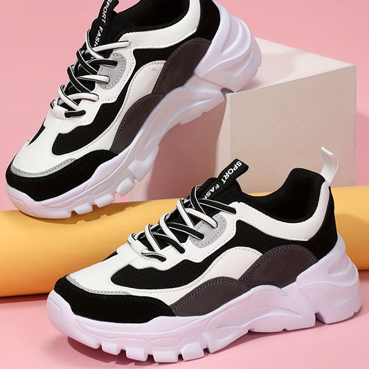 Women's Breathable Low-Top Sneakers - White  Black Casual Shoes with Fabric/Polyurethane Upper, EVA Cushioned Sole for All-Day Comfort, Lace-Up Design for Gym, Walking  Casual Attire