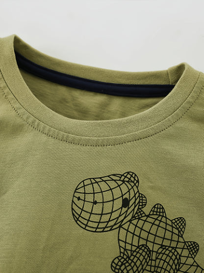 Boys' Autumn/Winter Avocado Green Cotton Long-Sleeve Set