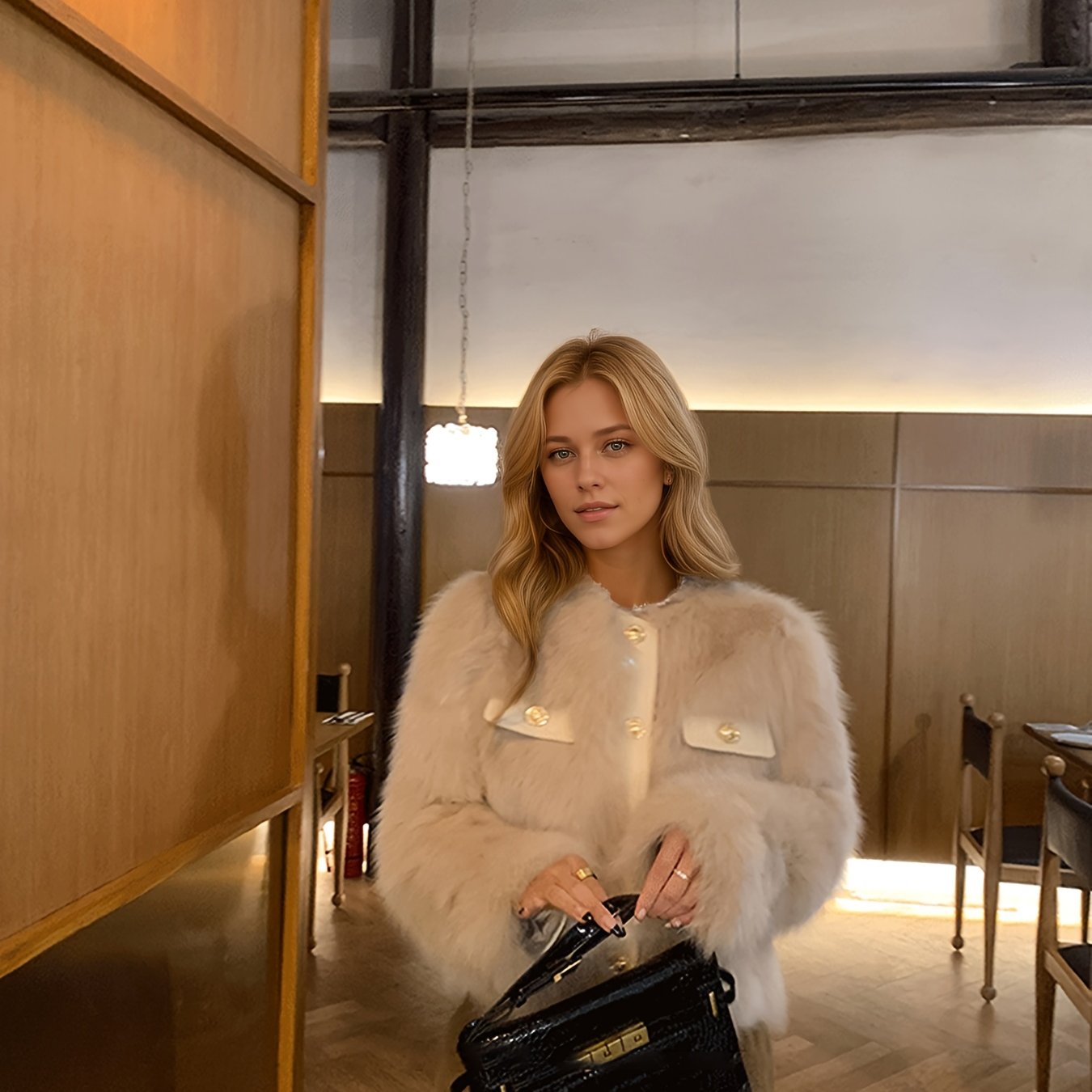 Women'S Elegant Faux Fur Coat - Chic Long Sleeve, Button-Up Front, Loose Fit, Solid Color, Perfect for Fall/Winter Casual Outings, Stylish Outerwear | Chic Long Sleeve | Sleek Design, Fur Coat For Women Winter, Fur Coat Women