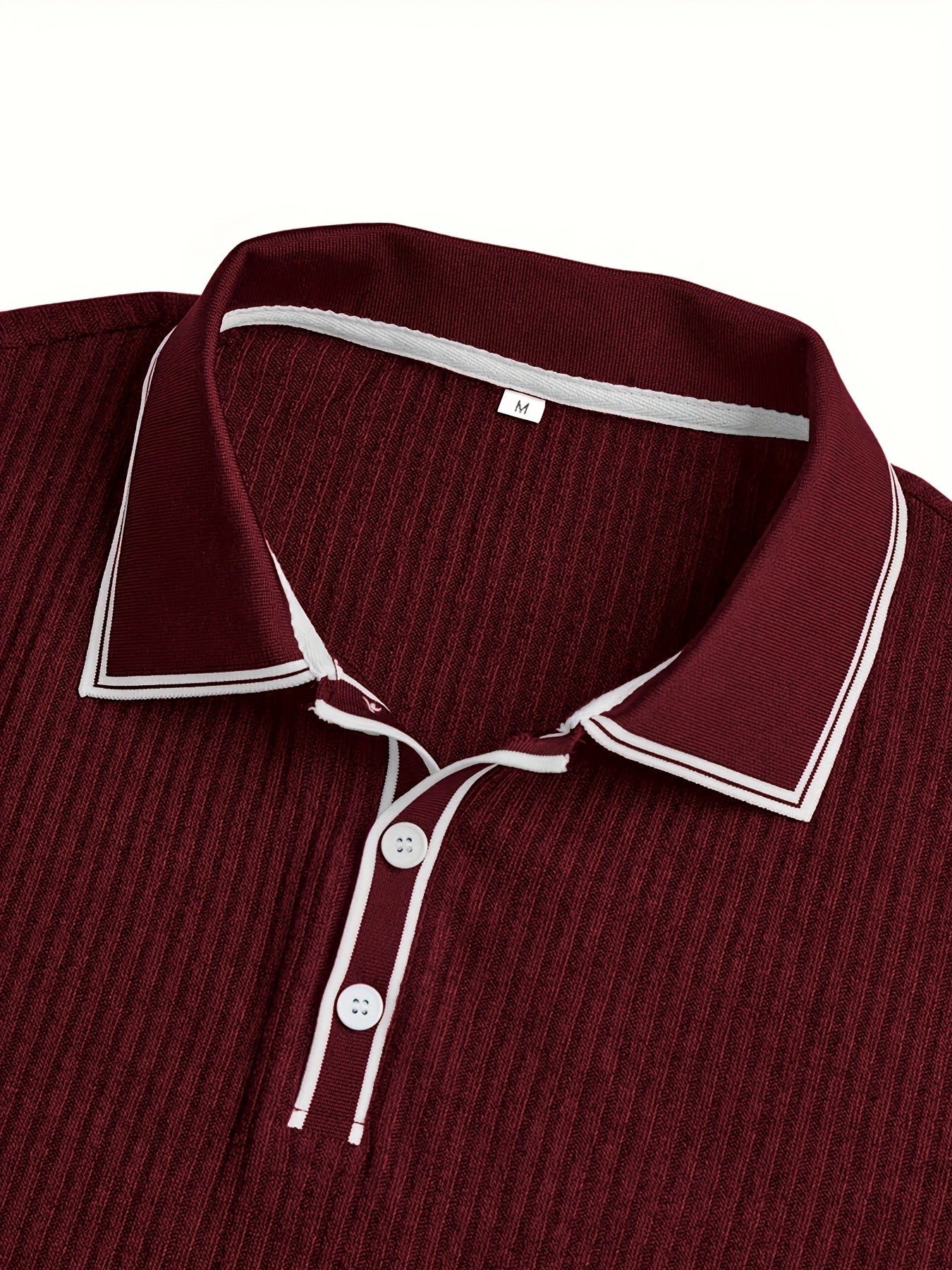 Men's Summer Casual Polo Shirt with Contrast Collar