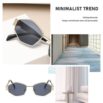 Women’s Metal Frame Polygonal Sunglasses with Colored Lenses