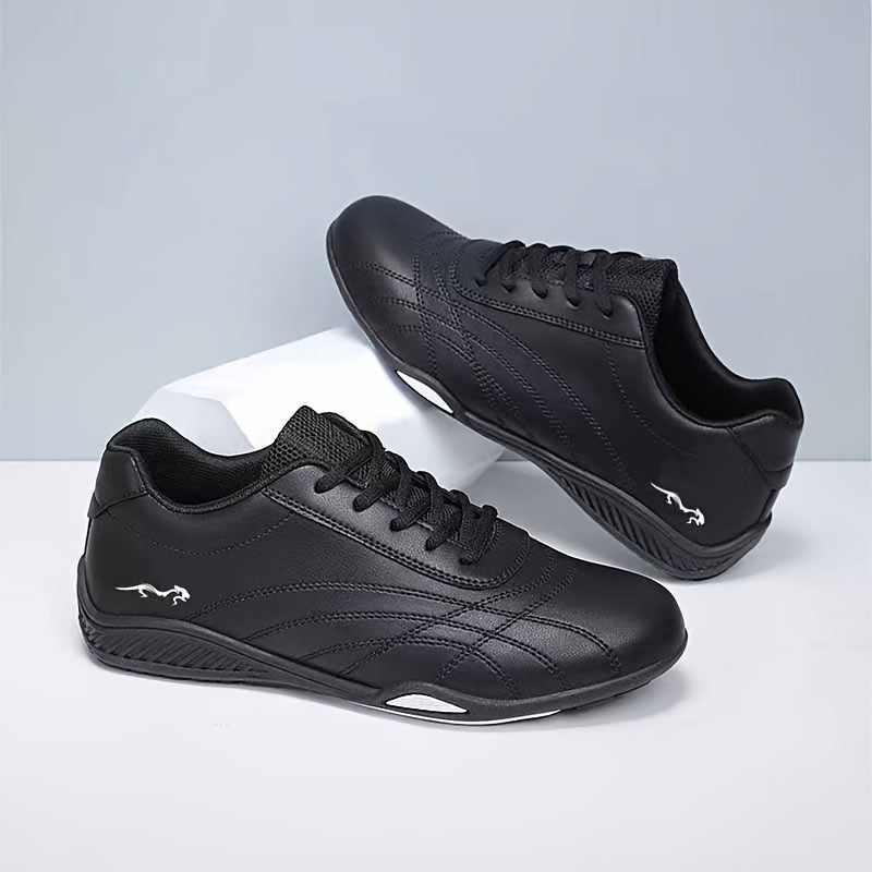 Men's Casual Lace-Up Sneakers with Microfiber Leather Upper