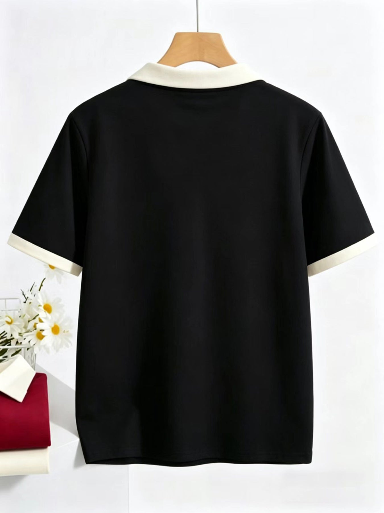 Women's Casual Loose-Fit Polo T-Shirt in Solid Colors