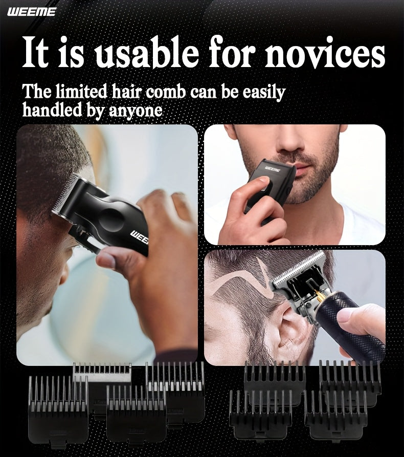 WEEME 2pcs/3pcs Men's grooming suit Multi-function electric hair clipper shaver trimmer alloy steel head three-gear adjustment USB fast charging LCD power display household travel car must-have gift for husband, boyfriend and