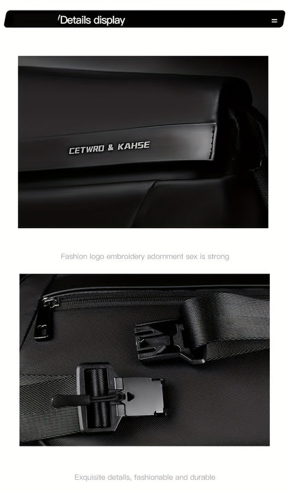 Men'S Sleek Black Crossbody Bag - Durable Oxford Material, Zippered Chest Bag with Adjustable Strap, Ideal for Commuting  Cycling, Trendy Shoulder Bag for Men, Cycling Bag Trendy Shoulder Bag Functional Design, Small Crossbo