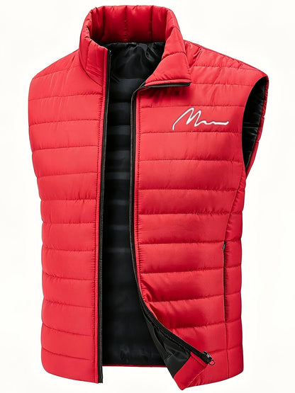 Men's Sleeveless Casual Polyester Vest - Lightweight & Warm