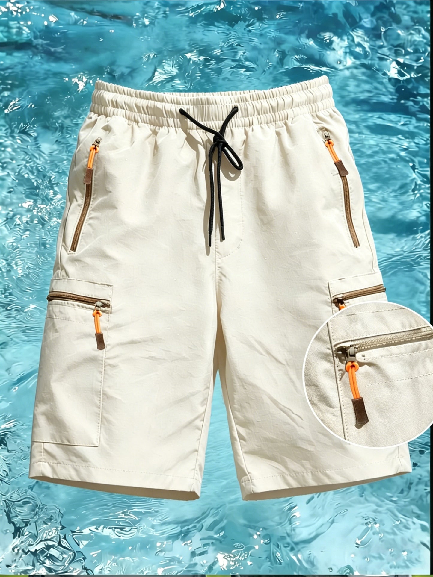 Men's Casual Loose-Fit Cargo Shorts with Elastic Drawstring Waist