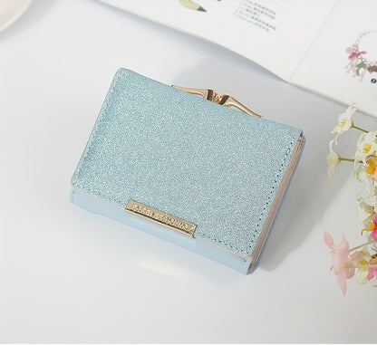 1pc, Women's Luxury High-Quality Wallet, Multi-Functional Multi-Card Slot Exclusive Coin Purse, Portable Compact Versatile Travel, Gorgeous Small Sequins, Exquisite Lady Gentle Style, Unique Design, Metal Snap Closure, Solid