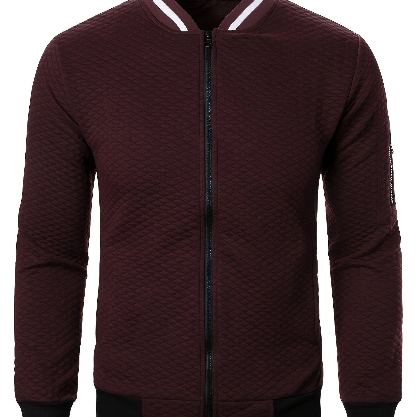 Men's Casual Full Zip Bomber Jacket, Warm Comfy Blouson Jacket For Autumn And Winter Outdoor Activity