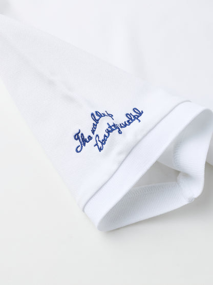 Men's Turn- Collar 95% Cotton 5 Spandex Embroidered T-Sshirt Short Sleeve Comfortable Breathability - ayq