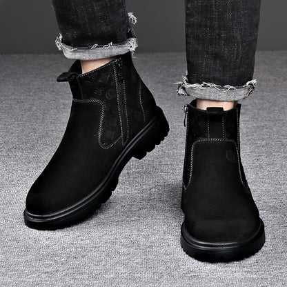 Men's Genuine PU Snow Boots with Plush Lining & Zipper