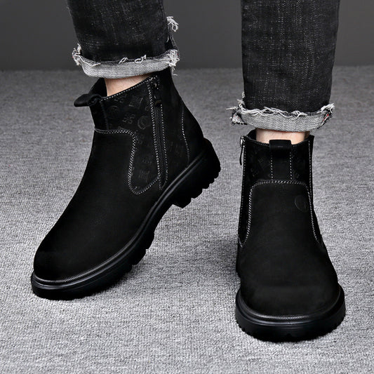 Men's Genuine PU Snow Boots with Plush Lining & Zipper