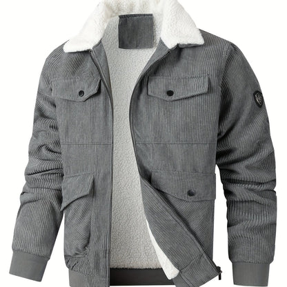 Men'S Heavy-Duty Thermal Jacket - Windproof & High Quality Winter Coat with Zipper Closure, Multi-Pocket Design, Non-Stretch Fabric - Cold Weather Outerwear for Everyday, Thick, Windproof Jacket, Casual Outerwear, Durable Con