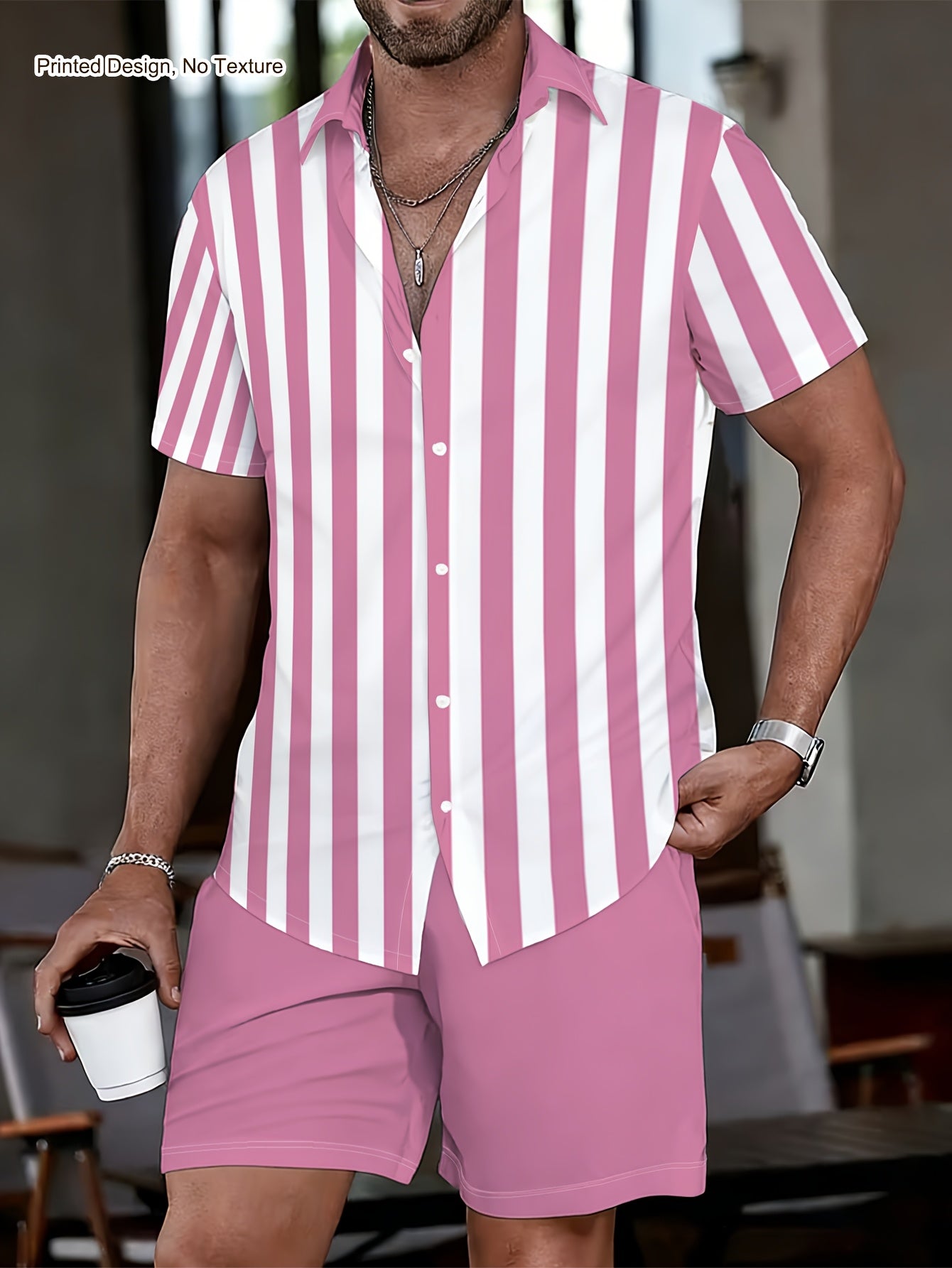 Men's Casual Summer Shirt & Shorts Set with Unique Print