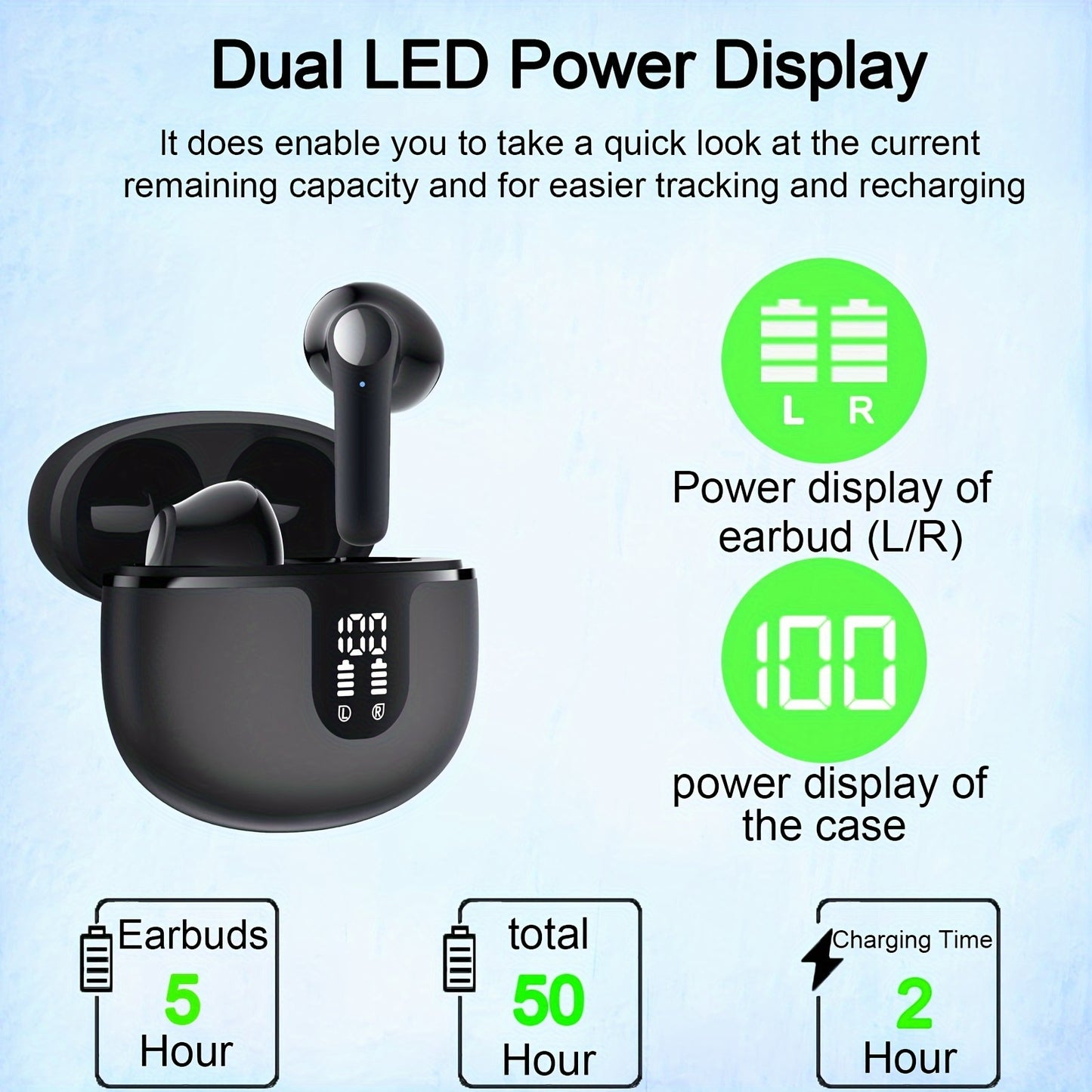 Wireless Earbuds, Wireless in-Ear, USB-C Fast Charge, Clear Sound, Built-in HD Mic, Touch Control, 40H Playtime, for Sport Wireless Headphones