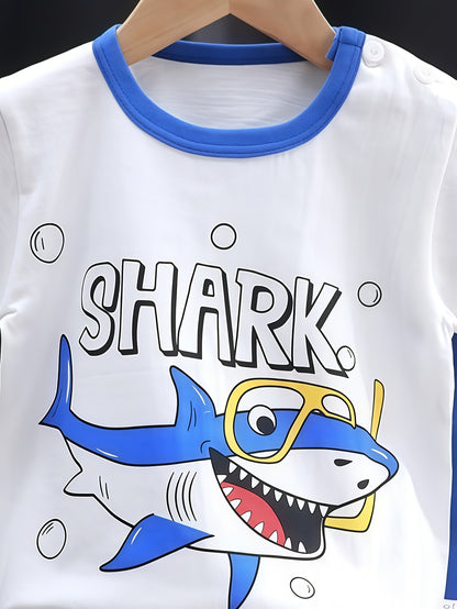 Boys' Casual Summer Cotton Set with Shark Print