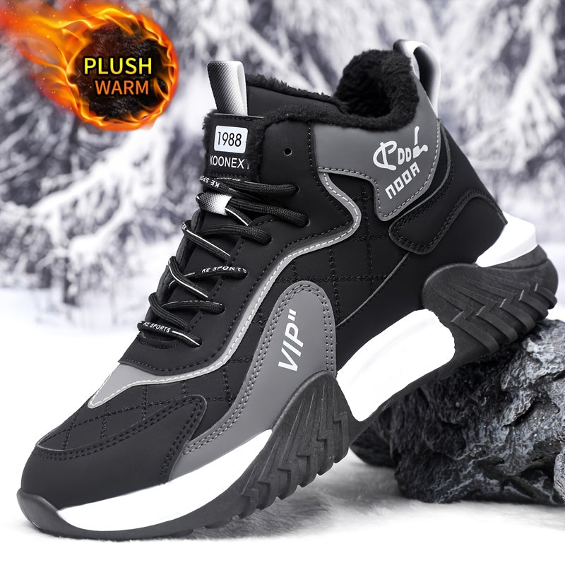 Men's Winter Fleece Ankle Boots Warm Non-Slip Casual Shoes