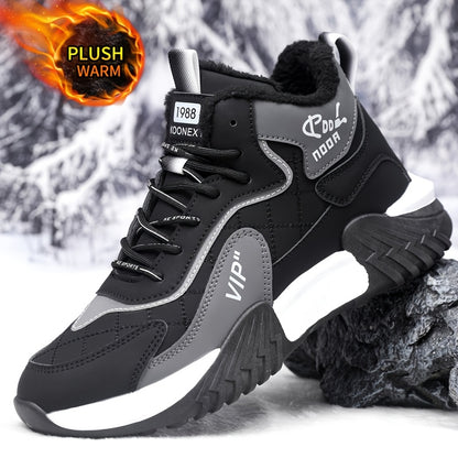 Men's Winter Fleece Ankle Boots Warm Non-Slip Casual Shoes