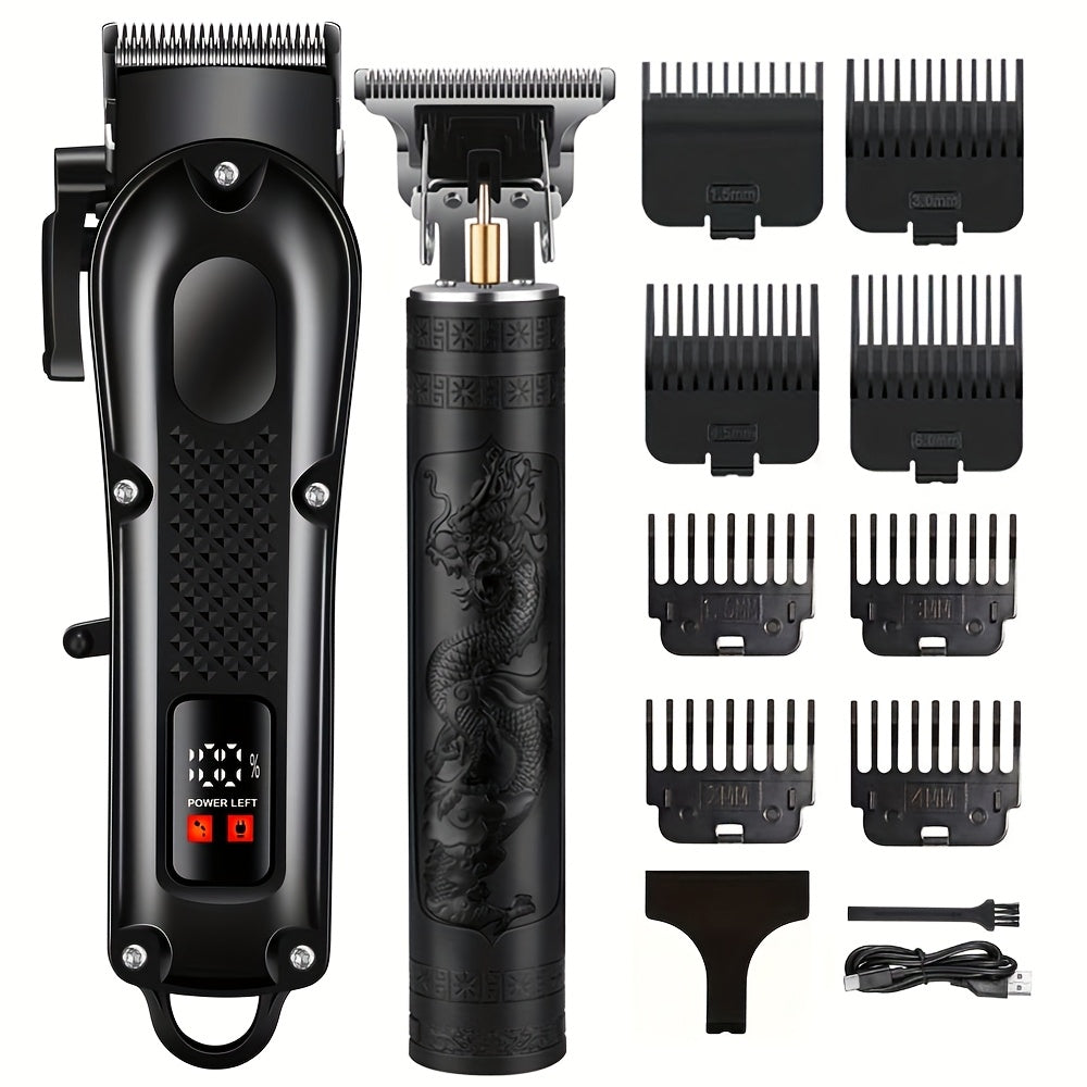 Men'S 2-in-1 Electric Shaver and Hair Clipper with USB Charging, Beard Trimmer, 8 Limit Combs, T-Blade Design, ABS Body, Ideal for Daily Grooming and Gifts - ayq