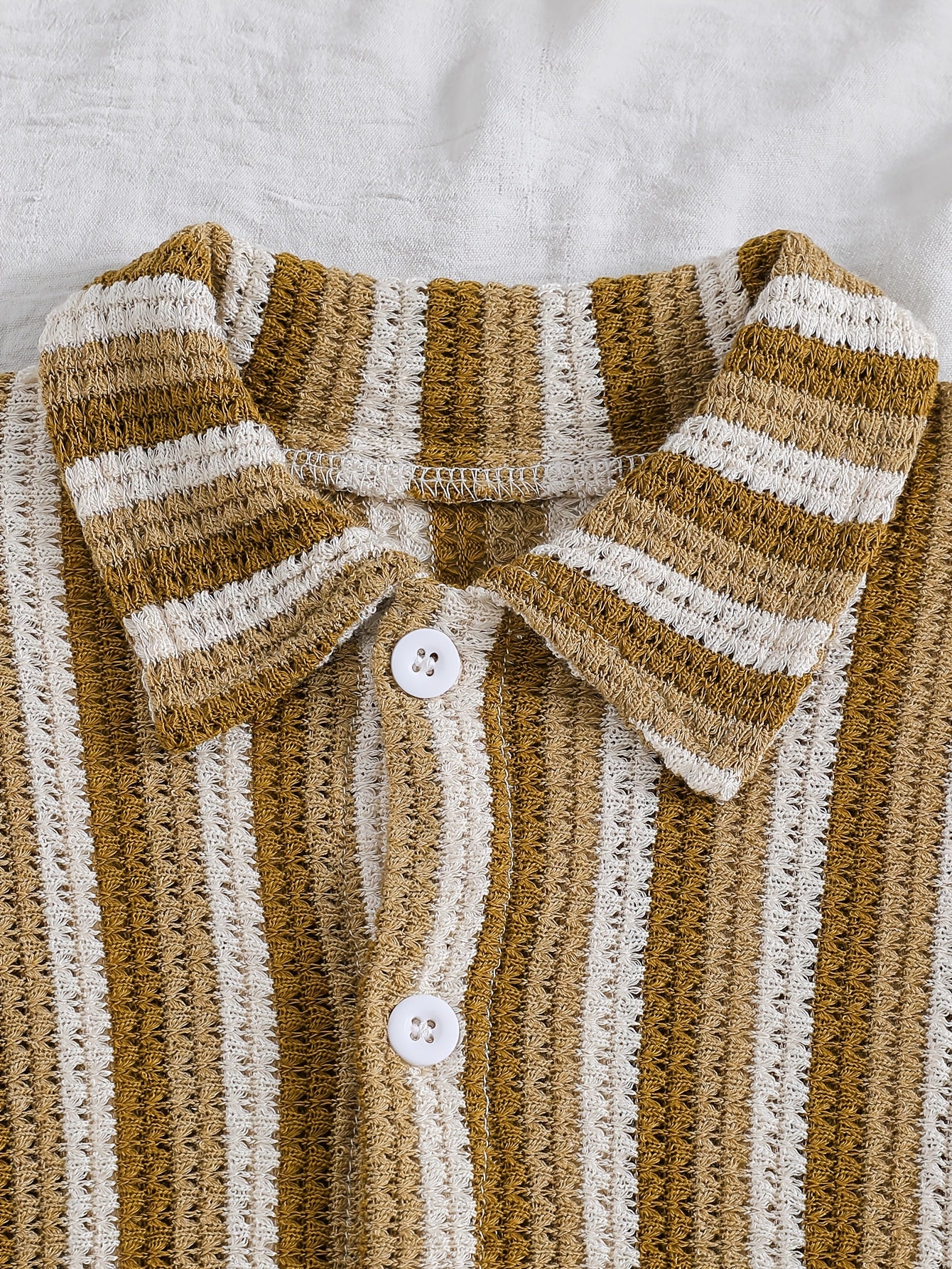 Boys' Summer Striped Waffle Knit Shirt & Shorts Set