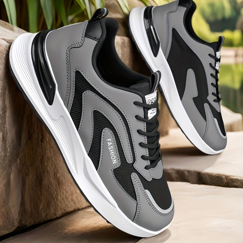Men's Thick-Soled Casual Sneakers with Lace-Up Design