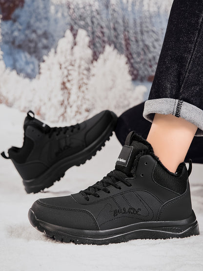 Men's Winter High-Top Ankle-High Outdoor Boots - Upper, Plush Lining & Cushioned Insole, Slip-Resistant MD Sole, Brown/Black Trekking Shoes for Snow, Ice, and Cold Weather - Lightweight & Durable Casual Winter Boots for Hikin