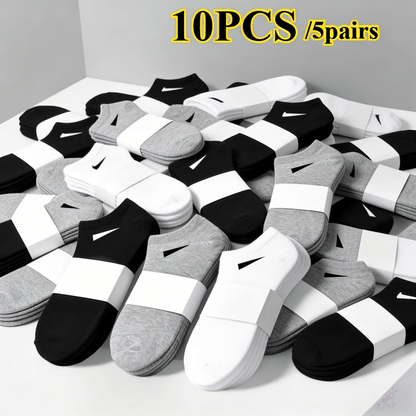 Unisex Casual Sports Ankle Socks 10pcs Breathable & Sweat-Proof