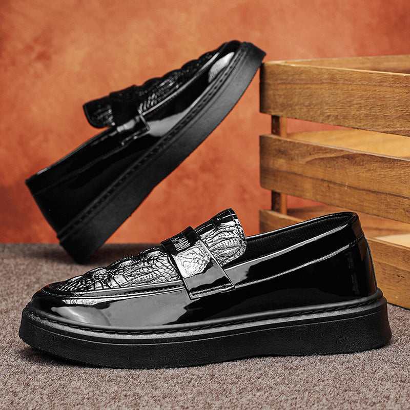 Men's Glossy Black British-Style Business Casual Shoes