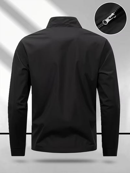 Men’s Casual Windbreaker Jacket with Zipper and Pockets