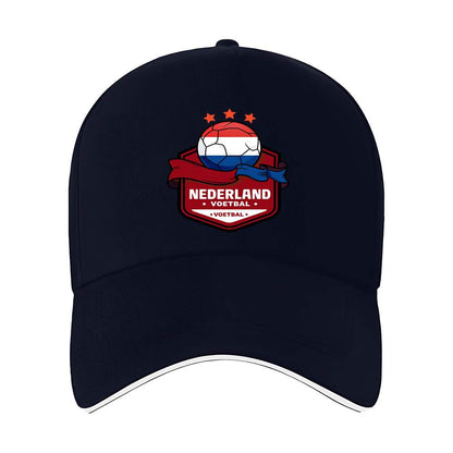 Dutch Football Crest Adjustable Baseball Cap with Netherlands Flag