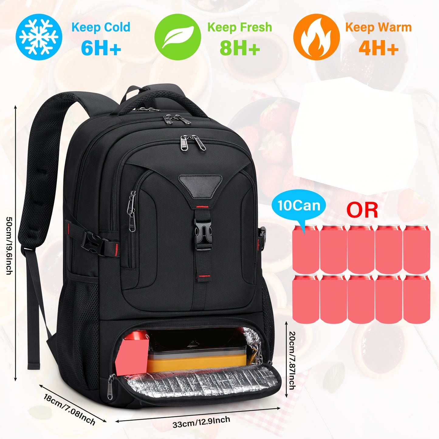 NUBILY 17.3-Inch Men'S Laptop Backpack, 50L Travel Pack, Large Work Backpack for School, College, Business - Non-Food Contact, Black Oxford Fabric with Mesh Windows, Zipper Closure, TSA-Compliant, College Backpack   Sleek Bac
