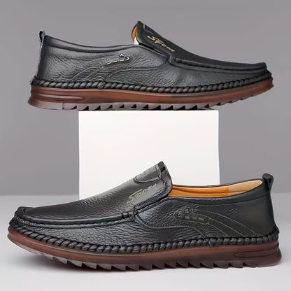 Handcrafted Men's Casual Cowhide Shoes with Soft PU Soles