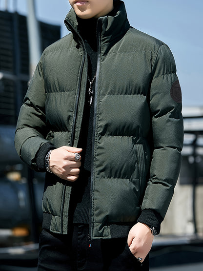 Men'S Stylish Tiger Head Jacket - Black, Red & White, Zip-Up, Stand Collar, Polyester, Casual Outdoor Wear, Casual Winter Wear | Stylish Jacket | Zippered Jacket