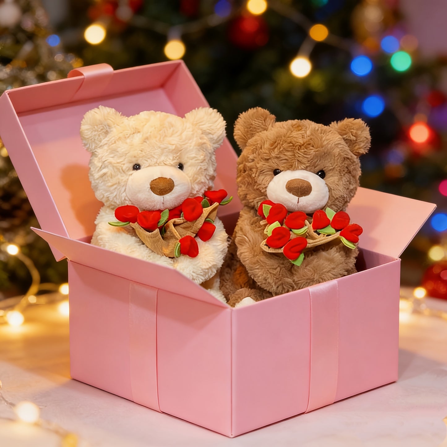 29.97cm Adorable Plush Bear with Hat & Rose - Soft / Stuffed Toy Suitable for Christmas, Gifts for,, Cuddly Companion for Bedtime & Decor