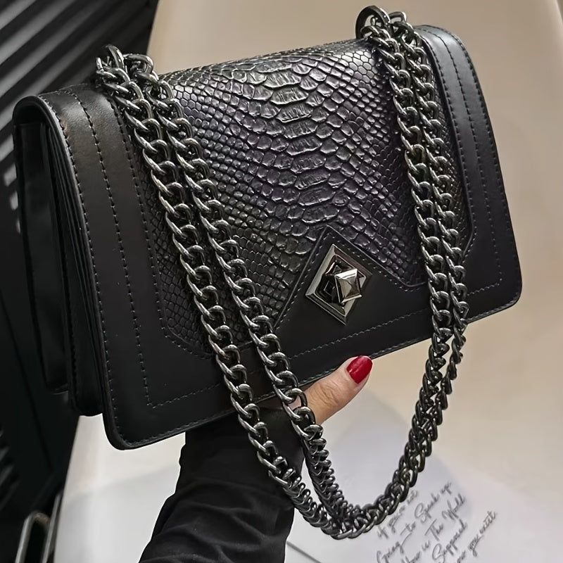 Cross Border Bag Shoulder Bag 2024 New Simple and Fashionable Snake Skin Pattern Single Crossbody Retro Wine God Single Shoulder Bag