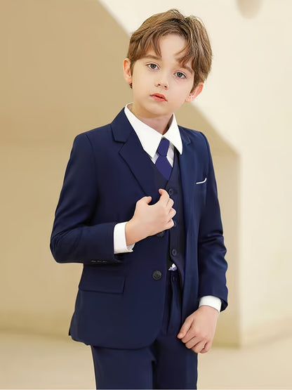 Boys' Slim Fit Single-Breasted Blazer for Spring & Autumn