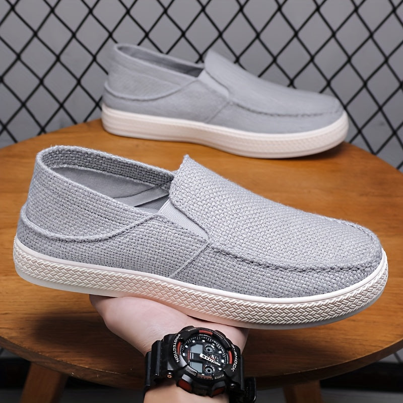 Men's Slip-On Casual Shoes - Lightweight Breathable Fabric Upper  Durable Rubber Sole, Low-Top Comfortable Walking Shoes for Daily Wear, Outdoor Activities, Vacation - Black, Sleek Design, Flexible Sole, Urban Style