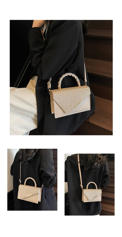 2025 new summer Women's handbag, one shoulder  , metal decorative small square bag