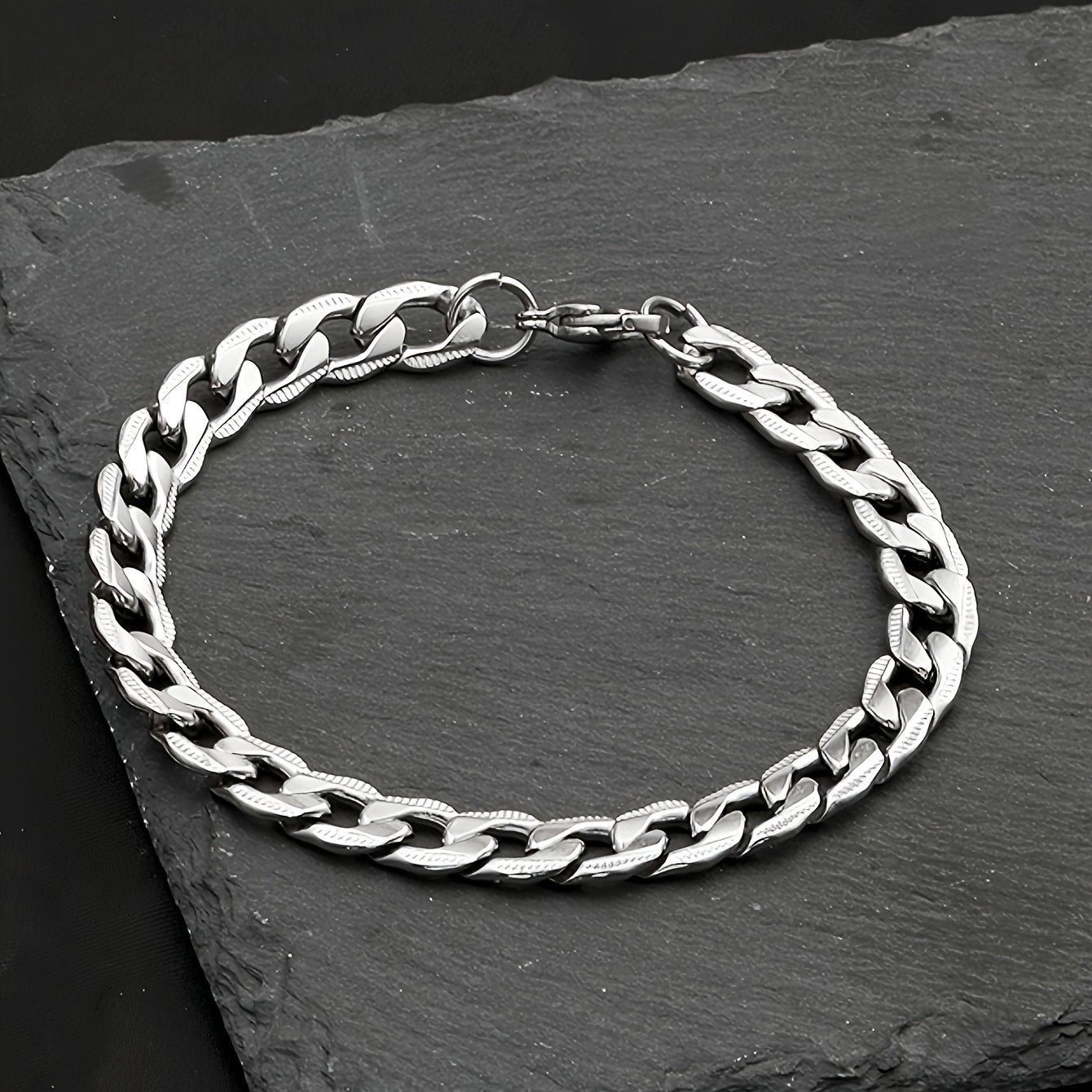 Stainless Steel Men's Jewelry Set, 19.69-inch Cuban Chain, Hip-hop Style Embossed Bracelet, Casual Wear and Holiday Gift - the Perfect Birthday Present