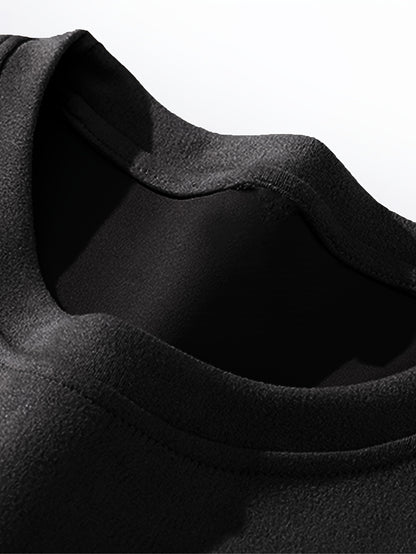 Two-piece Men's summer short-sleeve set, round-neck T-shirt, high-end solid color, half-sleeve, open-back hair clip, thin-fit shorts