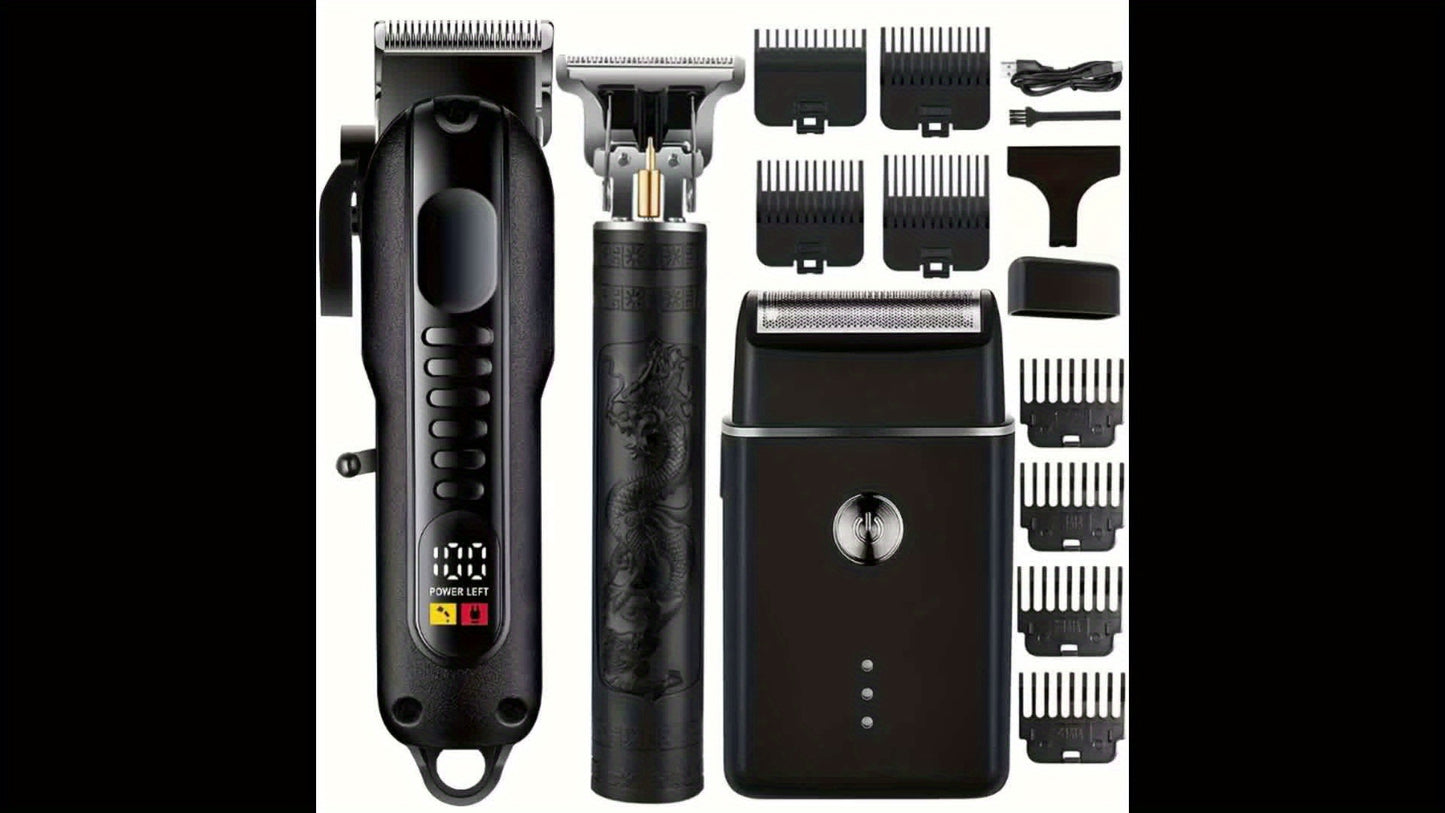 2pcs/3pcs Professional Men'S Hair Clipper - Cordless and USB Rechargeable Beard Trimmer with Limit Comb, Ideal for Haircutting and Beauty, Barber Clippers, Grooming Essentials, Sleek Design, Durable Construction, Personal Car - ayq