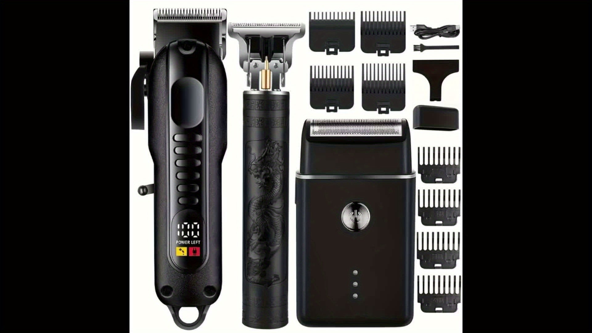 2pcs/3pcs Professional Men'S Hair Clipper - Cordless and USB Rechargeable Beard Trimmer with Limit Comb, Ideal for Haircutting and Beauty, Barber Clippers, Grooming Essentials, Sleek Design, Durable Construction, Personal Car - ayq