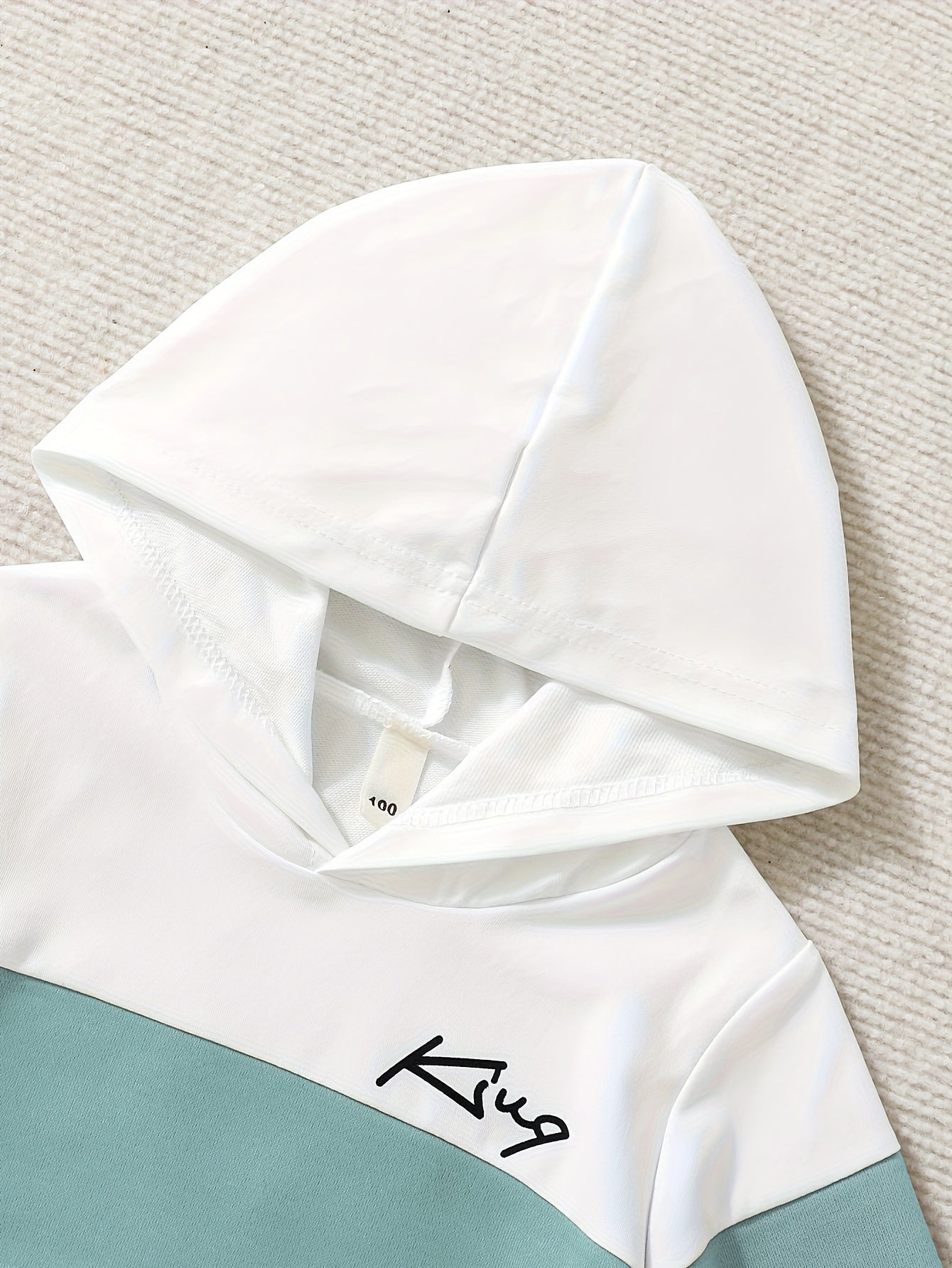 2pcs Boy's "King" Print Hooded Outfit, Stylish Colorblock Stitching Hoodie & Pants Set, Kid's Clothes For Fall/Winter Outdoor Wear, As Gift