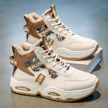 Men's Winter Snow Boots with Thick & Height Increase - Heavy-Duty PU Upper, -Absorbing PVC Sole, Lace-Up Ankle for Ice Traction - Outdoor Ice Skating,, Daily Use (Warm Mid-Calf/Ankle-High)