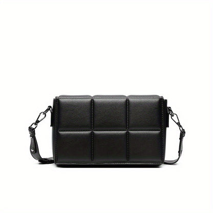 caivektine Men's Stylish Black Crossbody Bag - Adjustable Strap, Quilted Grid Design, Casual Business Shoulder Bag for Everyday Outings, Casual Business Bag   Sleek Modern Bag   Adjustable Strap Bag, Small Crossbody Bag