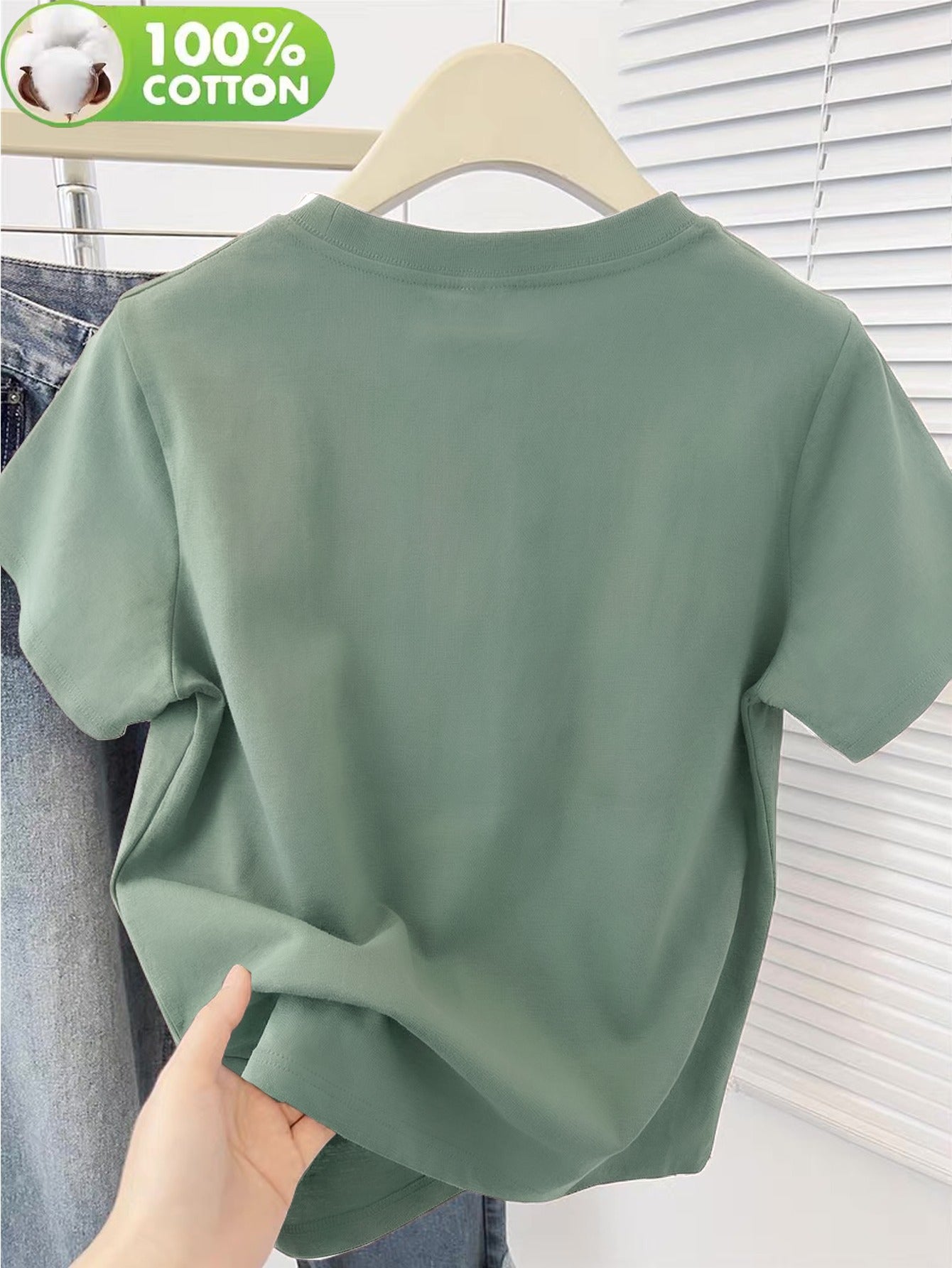 Women's 100% Cotton Casual Summer T-Shirt with Letter Print