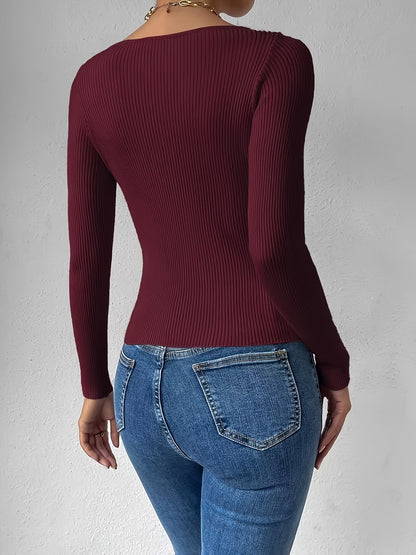 Ladies' Sweetheart Ribbed Sweater